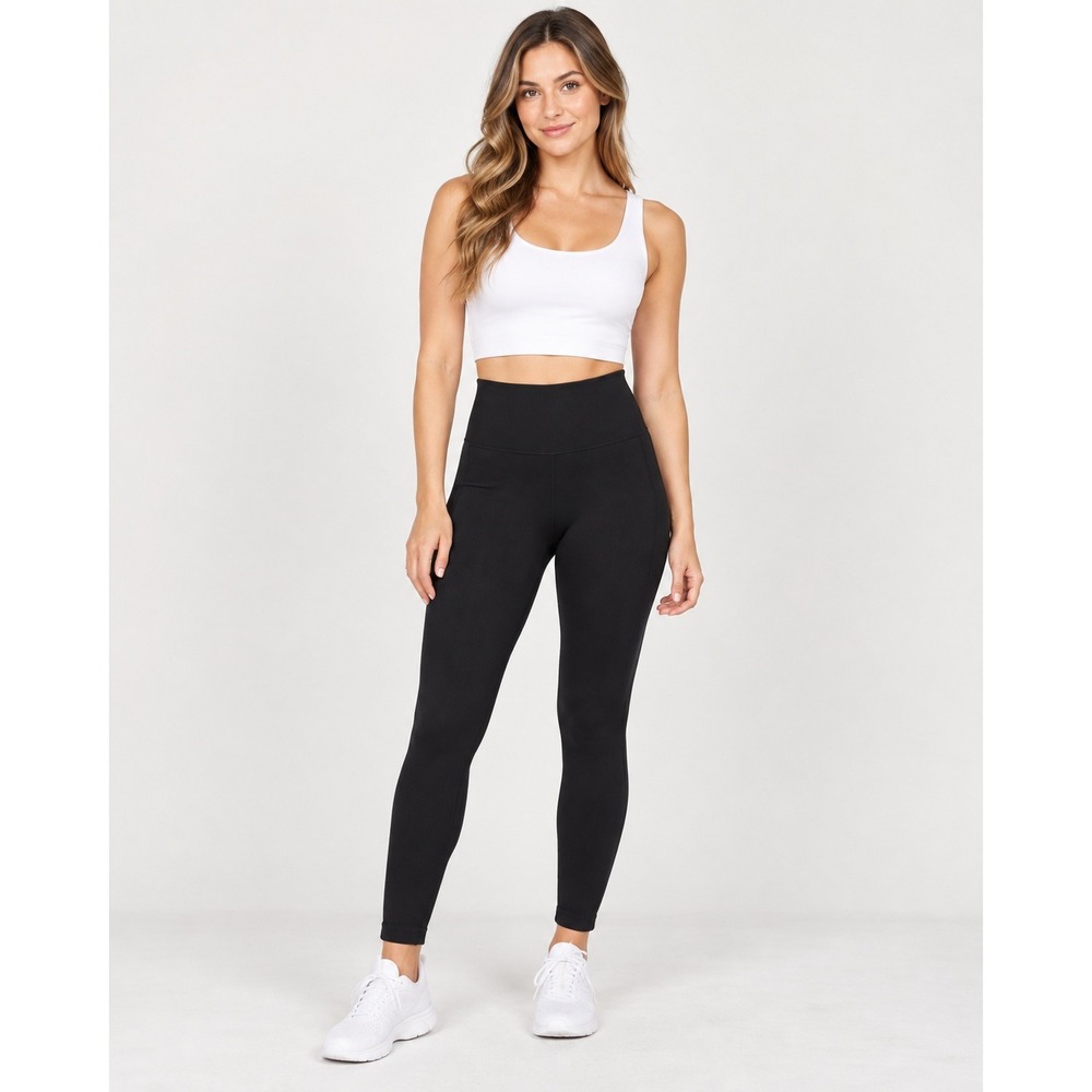SPANX Womens Small Petite Black High Rise Compression Leggings Stretch S/P 3035